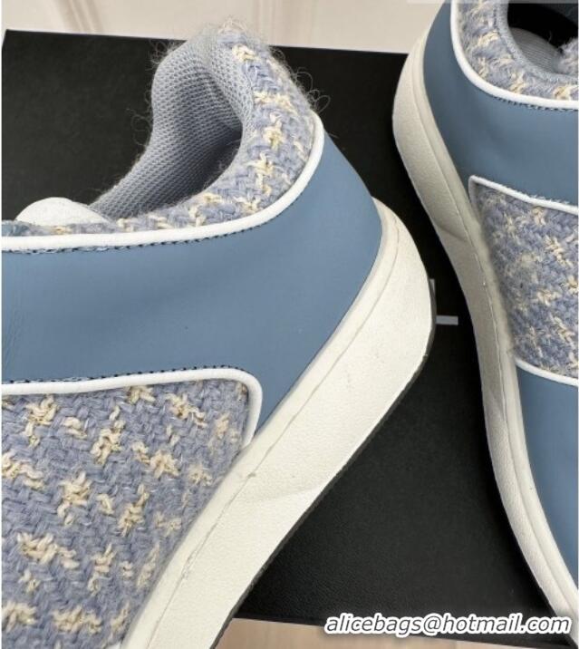 Best Product Chanel Tweed Sneakers with Velcro G33035 Blue 525054