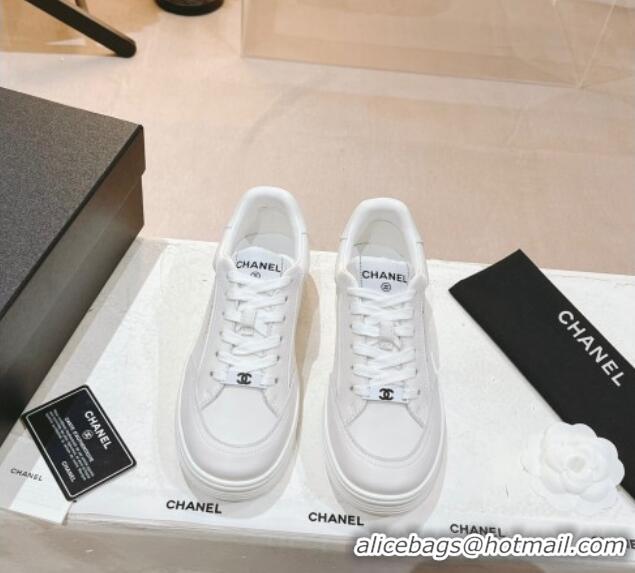 Unique Style Chanel Ban'x Calfskin Sneakers White 525072