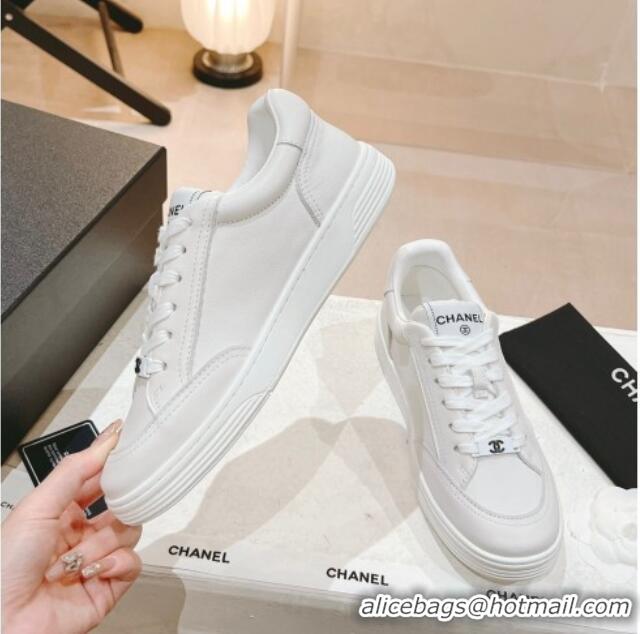 Unique Style Chanel Ban'x Calfskin Sneakers White 525072