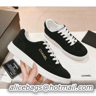 Good Product Chanel Ban'x Suede Sneakers Black 525073