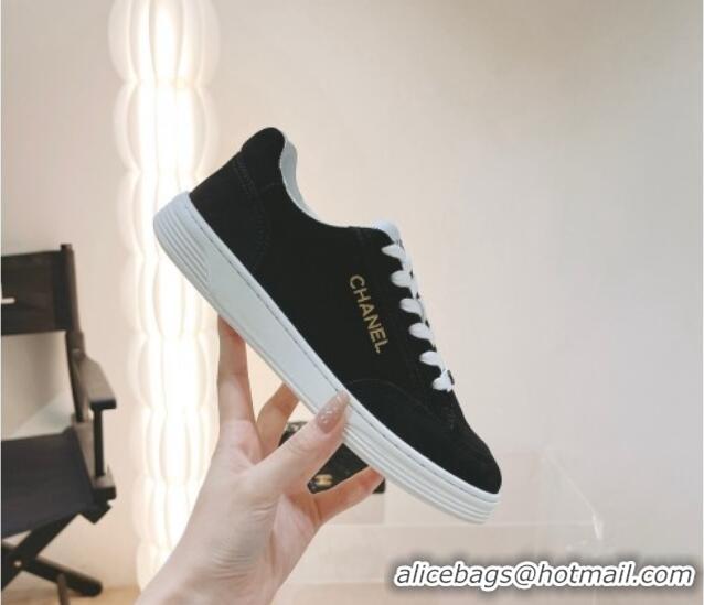 Good Product Chanel Ban'x Suede Sneakers Black 525073