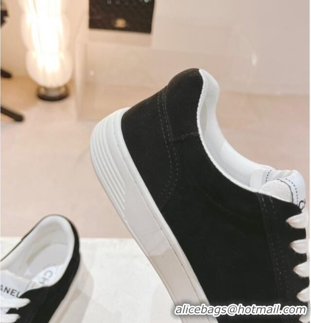 Good Product Chanel Ban'x Suede Sneakers Black 525073