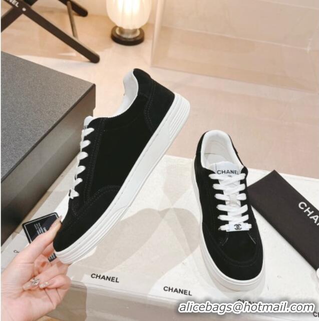 Good Product Chanel Ban'x Suede Sneakers Black 525073