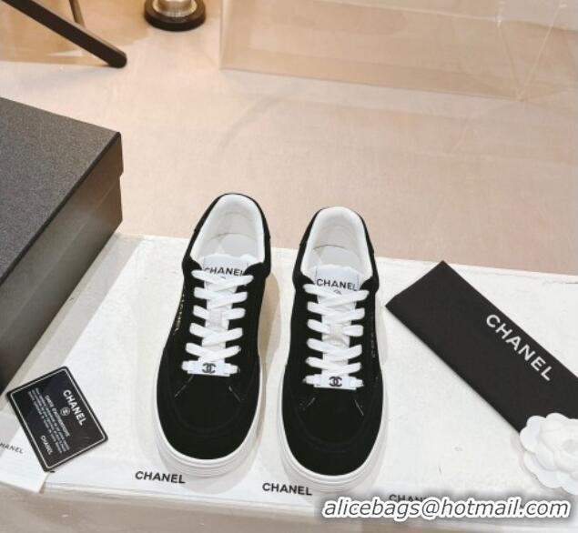 Good Product Chanel Ban'x Suede Sneakers Black 525073