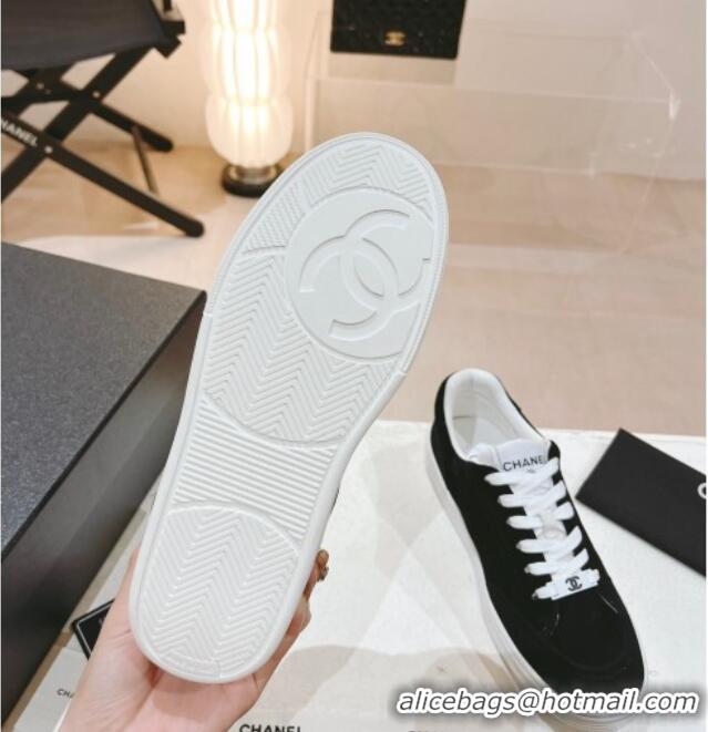 Good Product Chanel Ban'x Suede Sneakers Black 525073