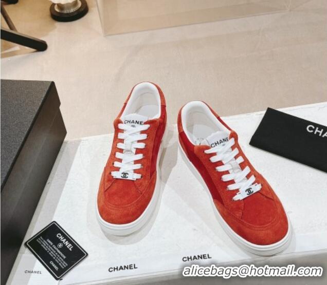 Popular Style Chanel Ban'x Suede Sneakers Orange 525074