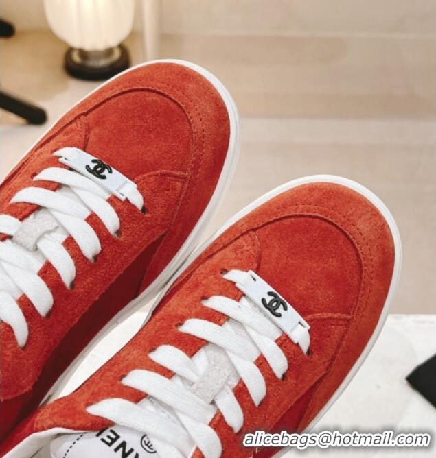 Popular Style Chanel Ban'x Suede Sneakers Orange 525074