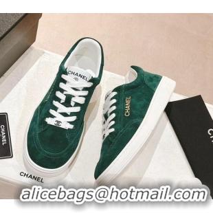 Good Looking Chanel Ban'x Suede Sneakers Green 525075