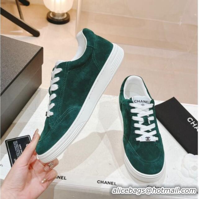 Good Looking Chanel Ban'x Suede Sneakers Green 525075