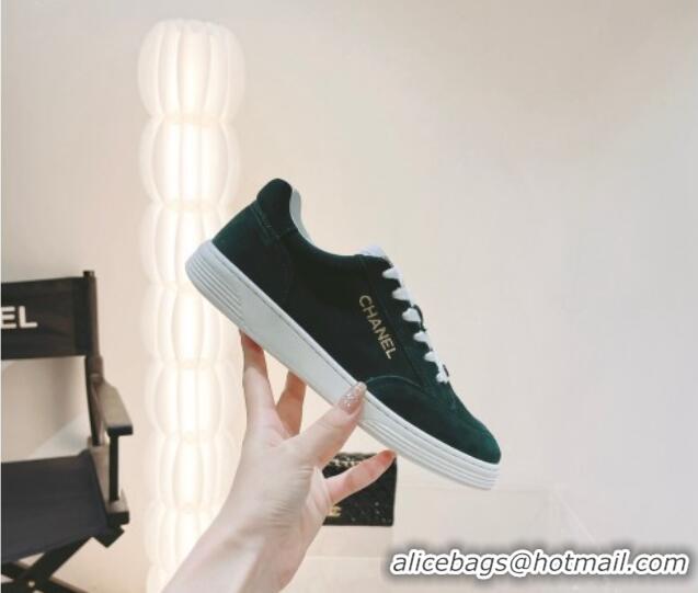 Good Looking Chanel Ban'x Suede Sneakers Green 525075