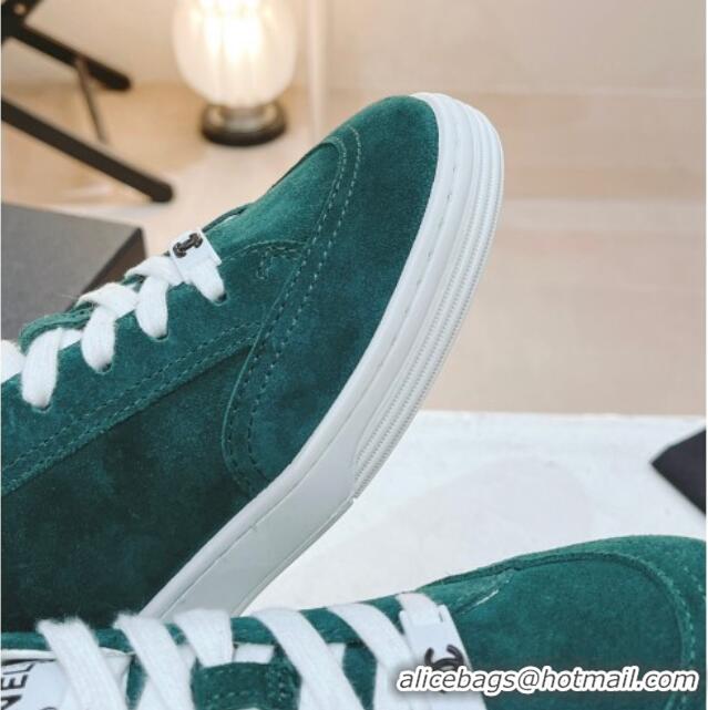 Good Looking Chanel Ban'x Suede Sneakers Green 525075