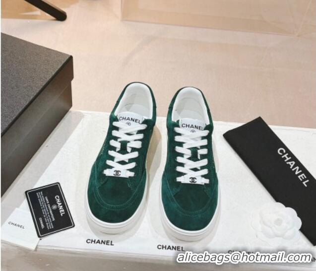 Good Looking Chanel Ban'x Suede Sneakers Green 525075