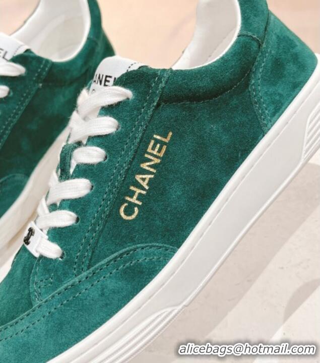 Good Looking Chanel Ban'x Suede Sneakers Green 525075