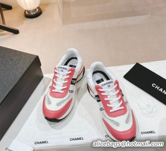 Good Quality Chanel Calfskin and Mesh Sneakers with CHANEL Band Pink 525081