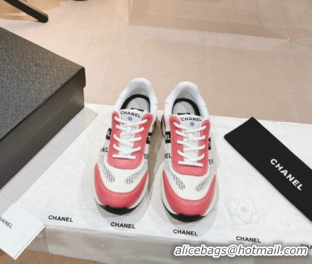 Good Quality Chanel Calfskin and Mesh Sneakers with CHANEL Band Pink 525081