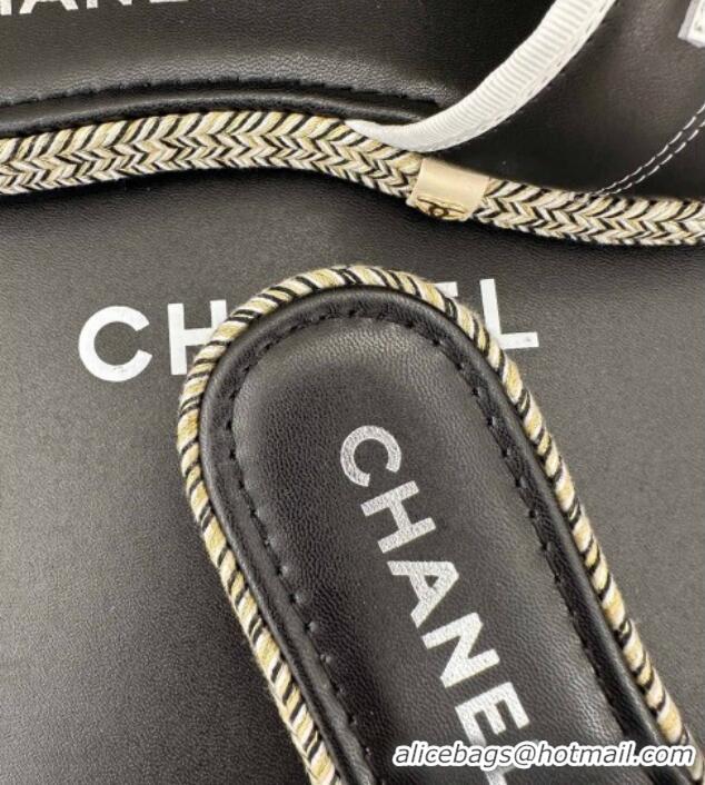 Good Product Chanel Lambskin Flat Slide Sandals with Velcro Band Black 525094