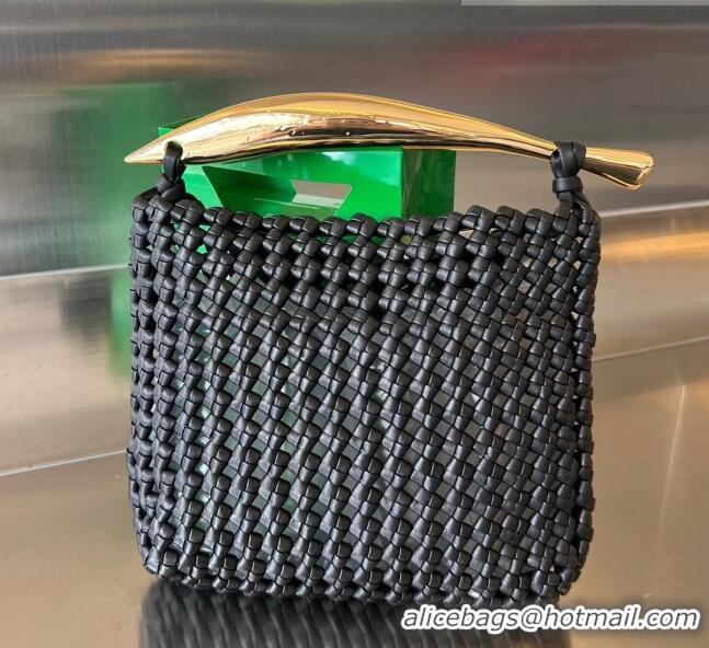 Famous Brand Bottega Veneta Sardine Top handle Bag in Knot Intrecciato Leather 731166 Black 2023