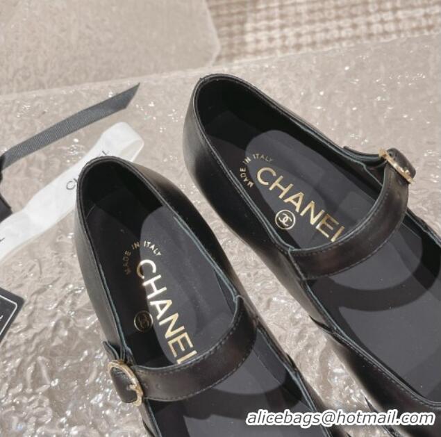 Sophisticated Chanel Lambskin Mary Janes Pumps 5.5cm Black 527026