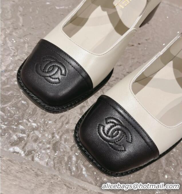 Perfect Chanel Lambskin Mary Janes Pumps 5.5cm White 527027