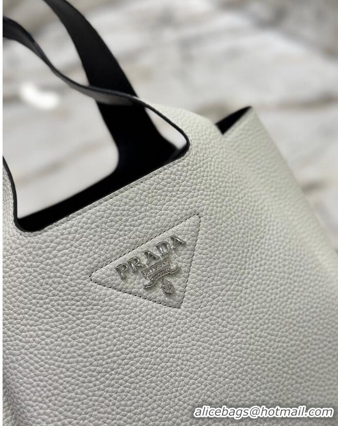 Good Product Prada Original Calfskin Bag Tote 1BG335 White&Black