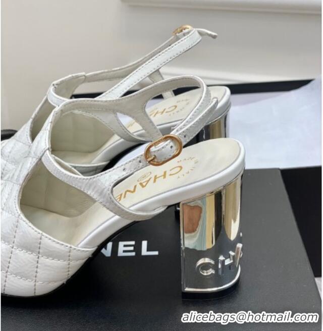 Grade Quality Chanel Patent Calfskin Pumps with Bow 8cm White 619131