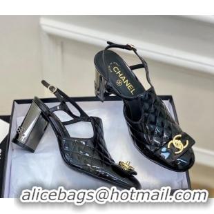 Purchase Chanel Patent Calfskin Pumps with Bow 8cm Black 619132