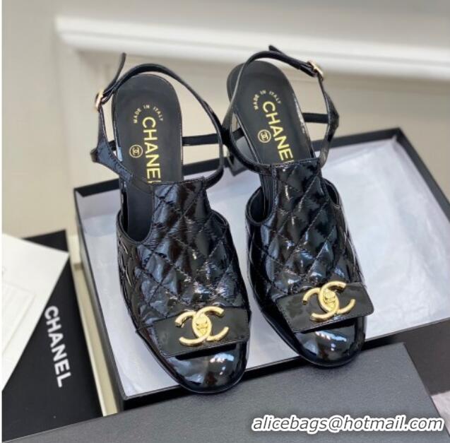 Purchase Chanel Patent Calfskin Pumps with Bow 8cm Black 619132