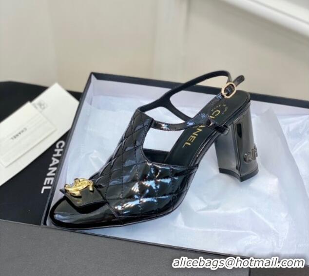 Purchase Chanel Patent Calfskin Pumps with Bow 8cm Black 619132