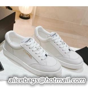 Stylish Chanel Calfskin Sneakers G45085 White