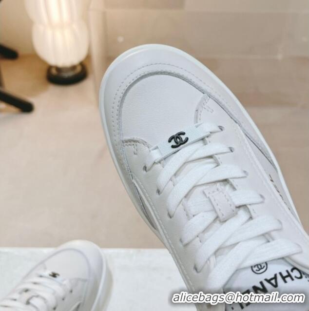 Stylish Chanel Calfskin Sneakers G45085 White