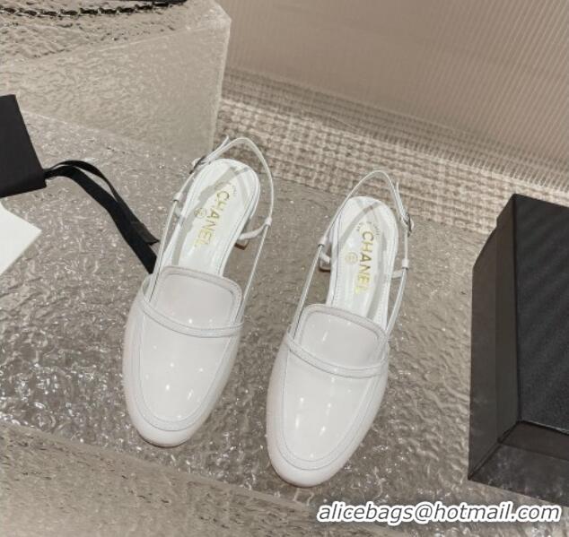 Hot Style Chanel Patent Calfskin Slingback Pumps 6cm White 619175