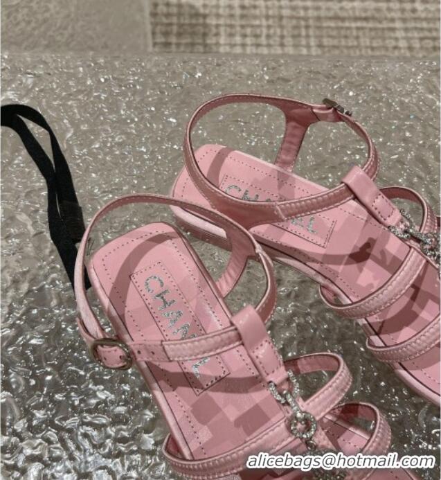 Perfect Chanel Satin Flat Sandals G40128 Pink