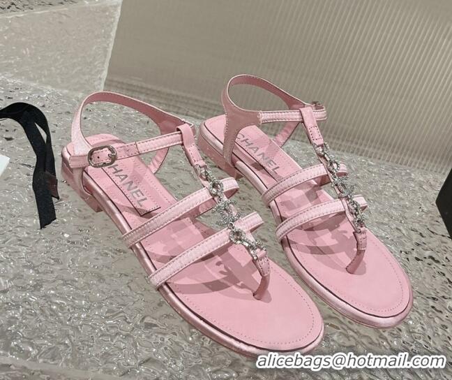 Perfect Chanel Satin Flat Sandals G40128 Pink