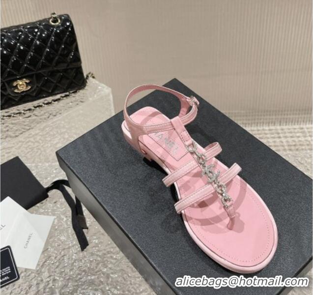 Perfect Chanel Satin Flat Sandals G40128 Pink