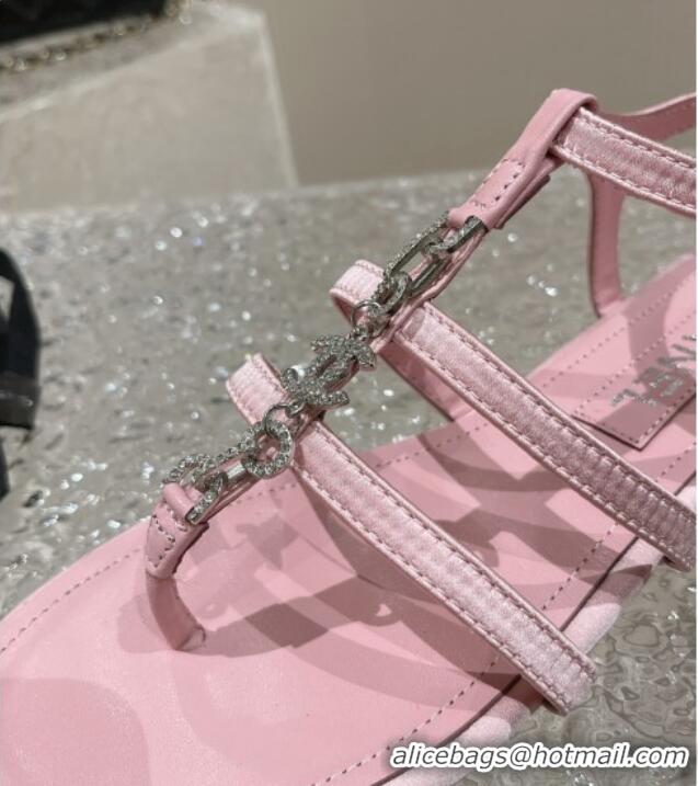 Perfect Chanel Satin Flat Sandals G40128 Pink