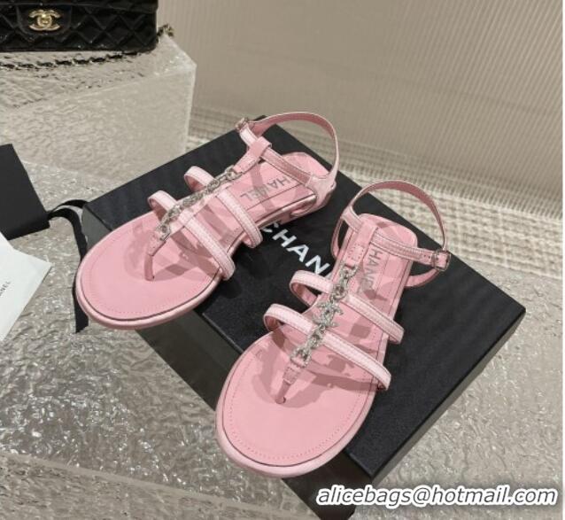 Perfect Chanel Satin Flat Sandals G40128 Pink