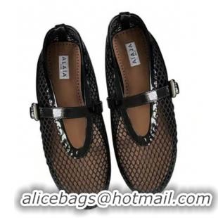 ​Top Grade Alaïa Womens Fishnet Ballerina Flats AL8741 Black