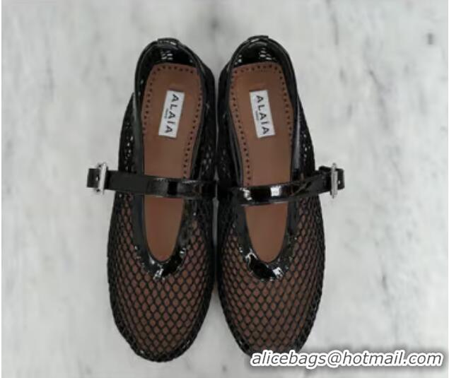 ​Top Grade Alaïa Womens Fishnet Ballerina Flats AL8741 Black