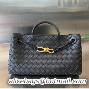 Promotional Bottega Veneta Small East/West Andiamo Top Handle Bag in Intrecciato Leather 754990 Black 2023