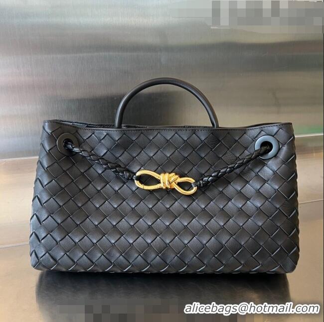 Promotional Bottega Veneta Small East/West Andiamo Top Handle Bag in Intrecciato Leather 754990 Black 2023