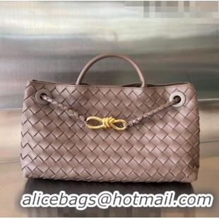 Good Product Bottega Veneta Small East/West Andiamo Top Handle Bag in Intrecciato Leather 754990 Taupe 2023