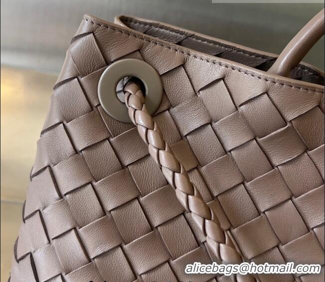 Good Product Bottega Veneta Small East/West Andiamo Top Handle Bag in Intrecciato Leather 754990 Taupe 2023