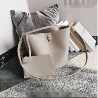 Most Popular Celine Bucket 16 Bag in Supple Grained Calfskin 195573 Pebble Grey 2023