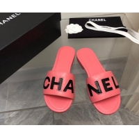 Best Price Chanel Lambskin Flat Slide Sandals with CHANEL Pink 327002