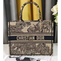 Promotional MEDIUM DIOR BOOK TOTE Beige Multicolor Toile de Jouy Voyage Embroidery M1296ZEUP