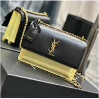 Big Discount SAINT LAURENT SUNSET MEDIUM IN SMOOTH LEATHER 422906 black&yellow