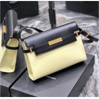 Popular Style SAINT LAURENT MANHATTAN SHOULDER BAG IN SHINY LEATHER 579271 black&yellow