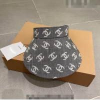 Top Quality Chanel CC Canvas Visor Hat 0628 Dark Grey 2023