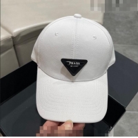 Traditional Specials Prada Canvas Baseball Hat PA0628 White 2023