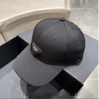 Unique Style Prada Canvas Baseball Hat PA0628 Black 2023